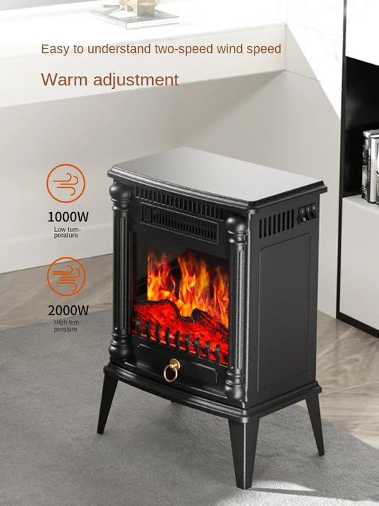 220V Camel Graphene 3D Flame Mountain Electric Fireplace Heater - Energy-Saving Heater for Winter