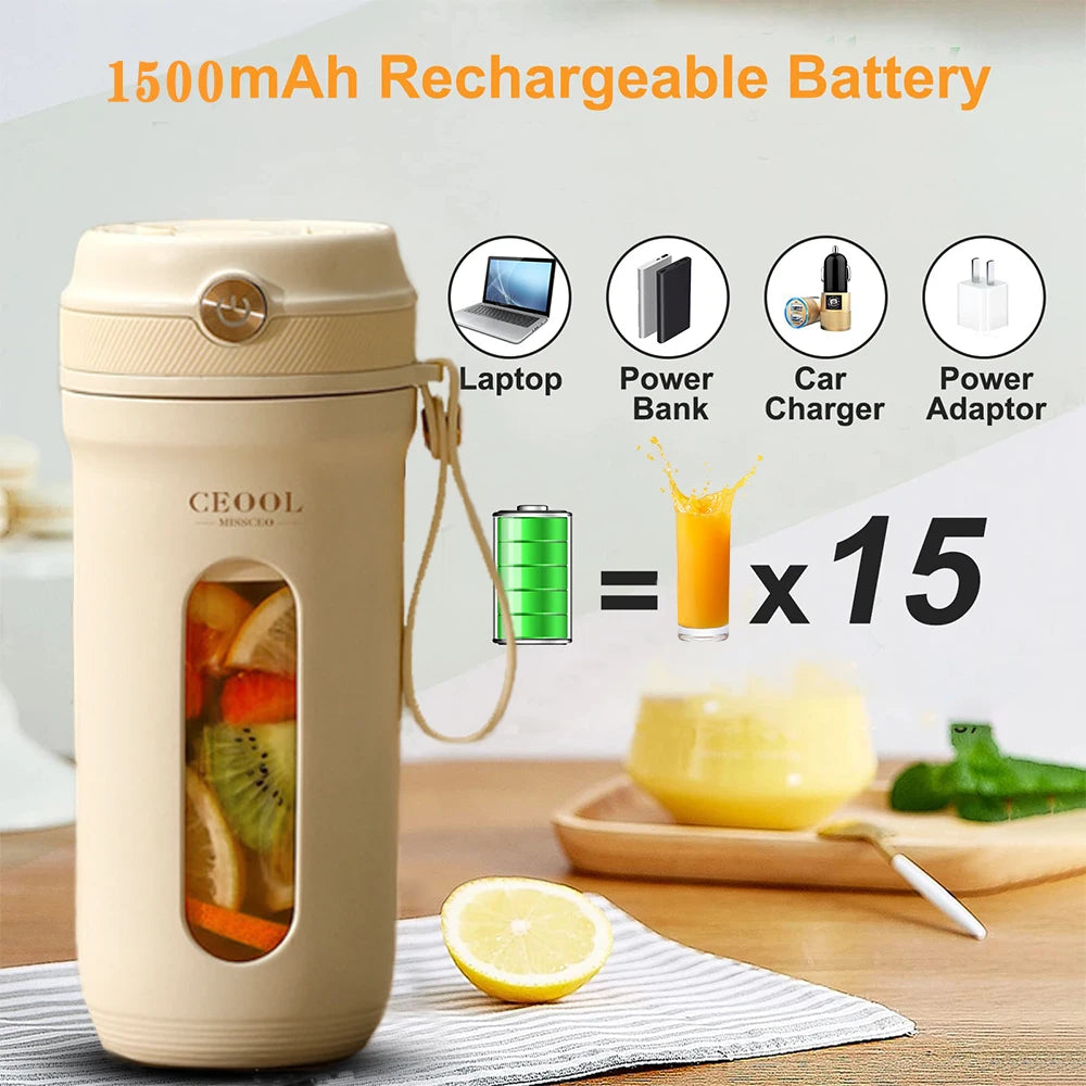 10 Blades Electric Portable Blender 350ML Juicer Fruit Mixers USB Rechargeable Smoothie Juicer Cup Squeezer Juice Maker